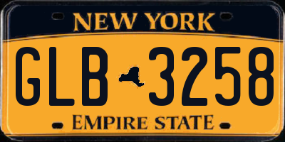 NY license plate GLB3258