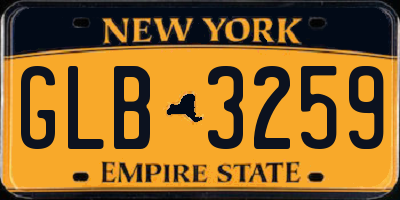 NY license plate GLB3259