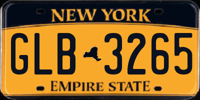 NY license plate GLB3265