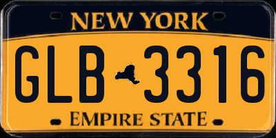 NY license plate GLB3316
