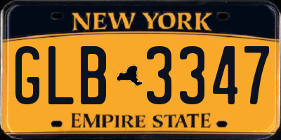 NY license plate GLB3347