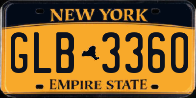 NY license plate GLB3360
