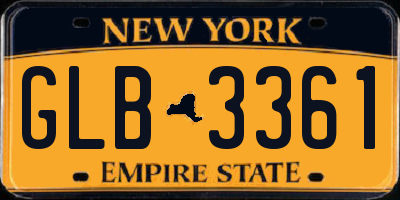 NY license plate GLB3361