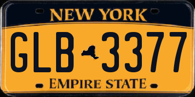 NY license plate GLB3377