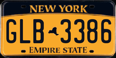 NY license plate GLB3386