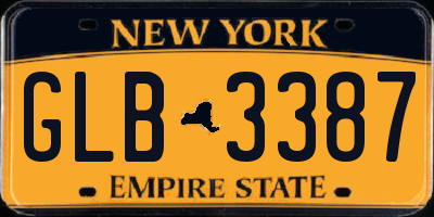 NY license plate GLB3387