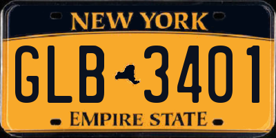 NY license plate GLB3401
