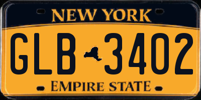 NY license plate GLB3402