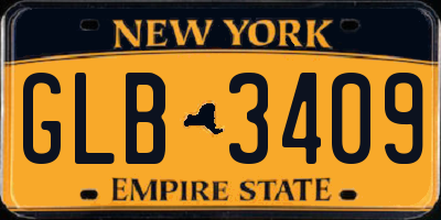 NY license plate GLB3409