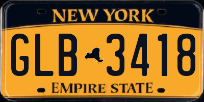 NY license plate GLB3418