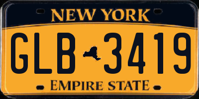 NY license plate GLB3419