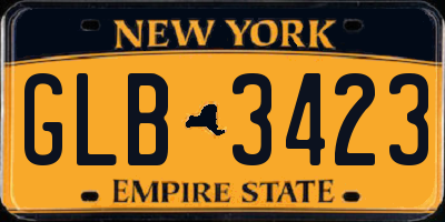 NY license plate GLB3423