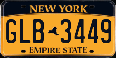 NY license plate GLB3449