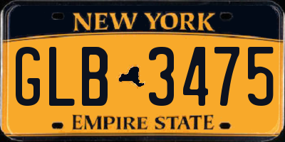 NY license plate GLB3475