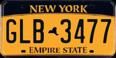 NY license plate GLB3477