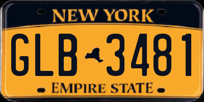 NY license plate GLB3481