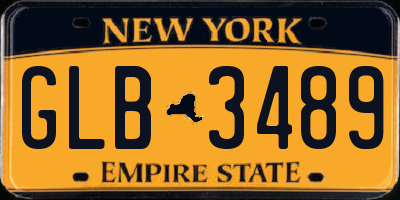 NY license plate GLB3489