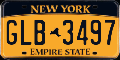 NY license plate GLB3497