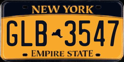NY license plate GLB3547
