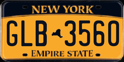 NY license plate GLB3560