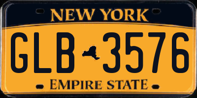 NY license plate GLB3576