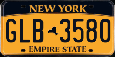 NY license plate GLB3580