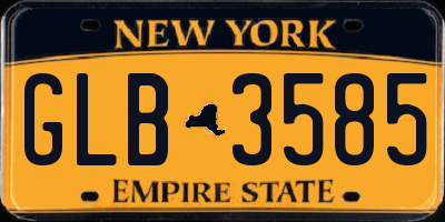 NY license plate GLB3585