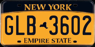 NY license plate GLB3602