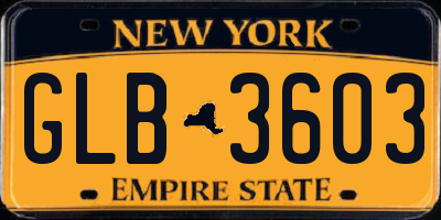NY license plate GLB3603