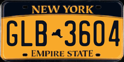 NY license plate GLB3604