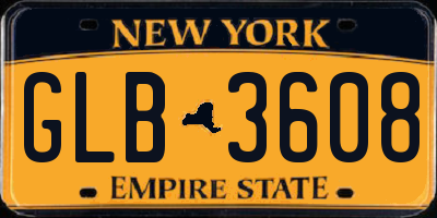 NY license plate GLB3608