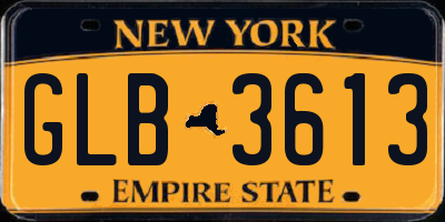 NY license plate GLB3613