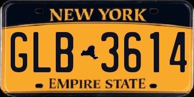 NY license plate GLB3614