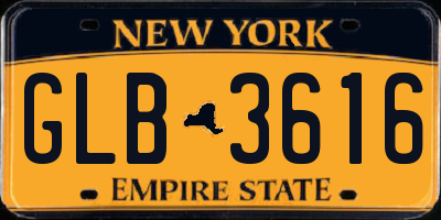 NY license plate GLB3616