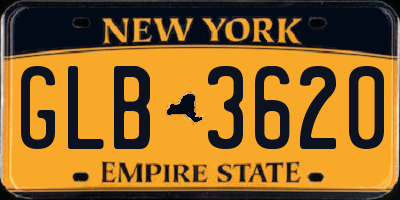 NY license plate GLB3620