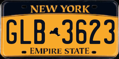NY license plate GLB3623
