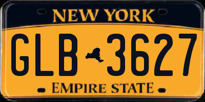 NY license plate GLB3627