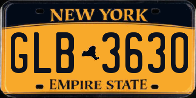 NY license plate GLB3630