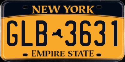 NY license plate GLB3631