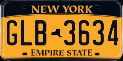 NY license plate GLB3634
