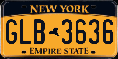 NY license plate GLB3636
