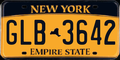 NY license plate GLB3642