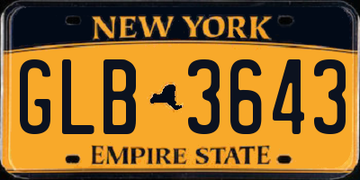 NY license plate GLB3643