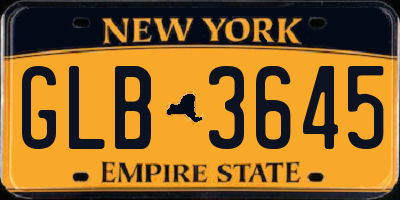 NY license plate GLB3645