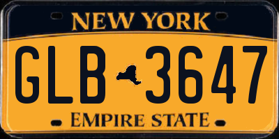 NY license plate GLB3647