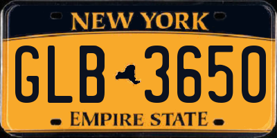 NY license plate GLB3650