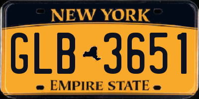 NY license plate GLB3651