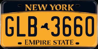 NY license plate GLB3660