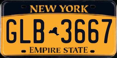 NY license plate GLB3667