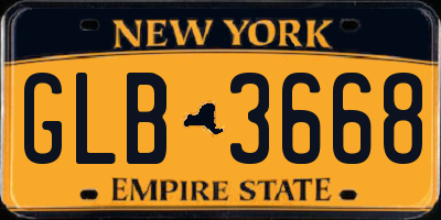 NY license plate GLB3668